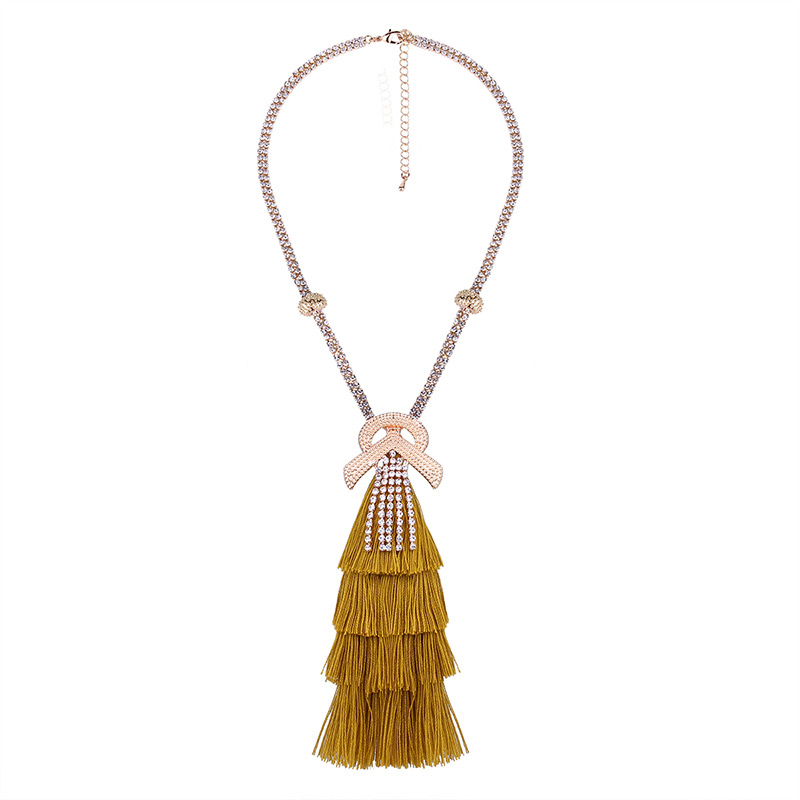 Bohemia Gray Tassel Decorated Necklace,Thin Scaves
