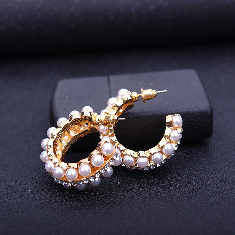 Elegant Gold Color Round Shape Decorated Earrings,Stud Earrings