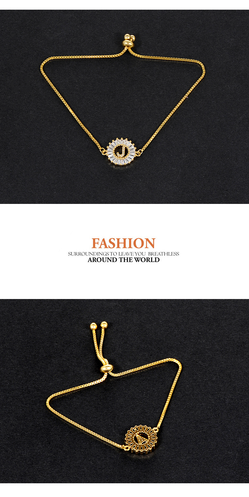 Fashion Gold Color A Letter Shape Decorated Bracelet,Necklaces