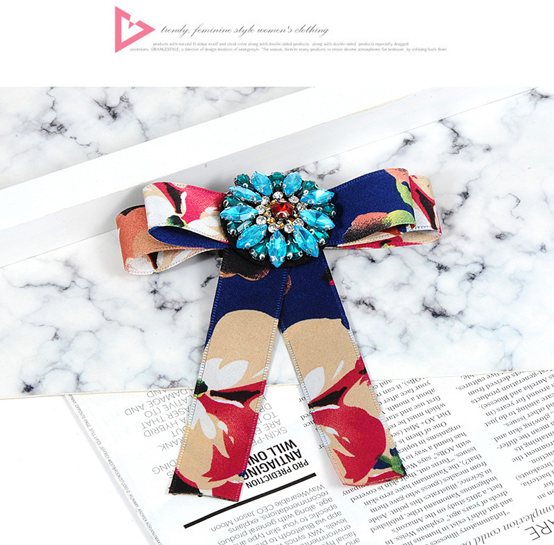 Fashion Navy Geometric Shape Decorated Bowknot Brooch,Korean Brooches