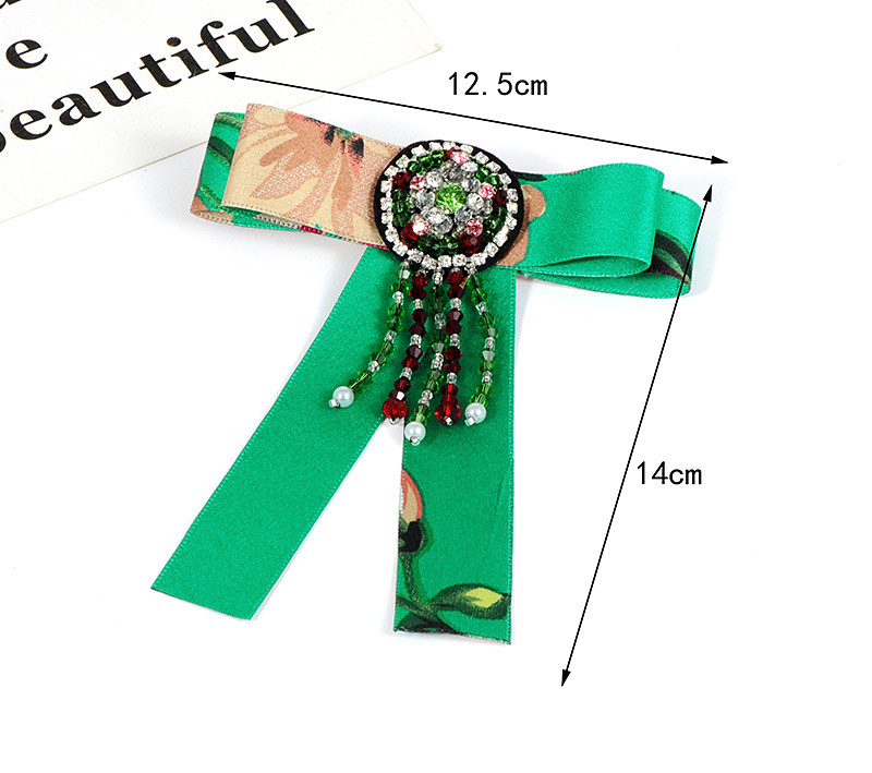 Fashion Green Tassel Decorated Bowknot Brooch,Korean Brooches
