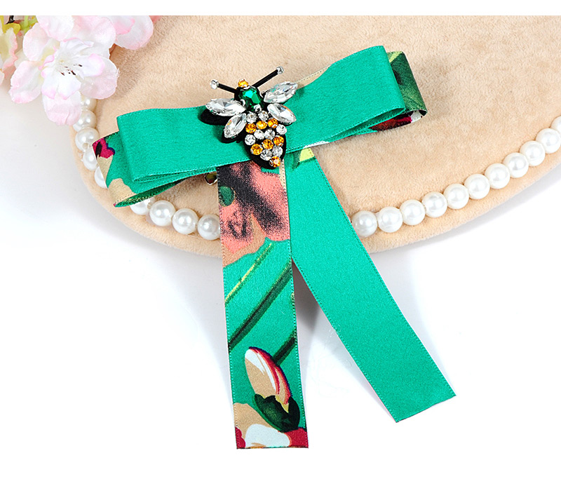 Fashion Green Bee Shape Decorated Bowknot Brooch,Korean Brooches