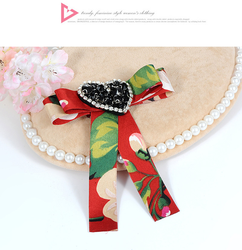 Fashion Red Heart Shape Decorated Bowknot Brooch,Korean Brooches