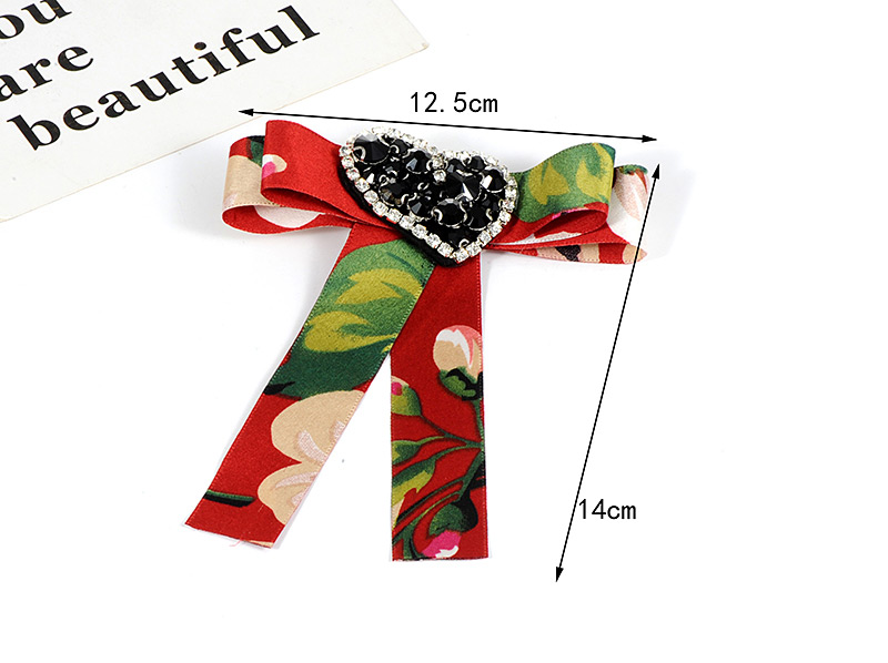 Fashion Red Heart Shape Decorated Bowknot Brooch,Korean Brooches