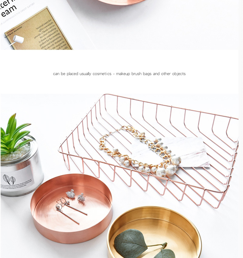 Luxury Gold Color Round Shape Decorated Storage Tray,Household goods