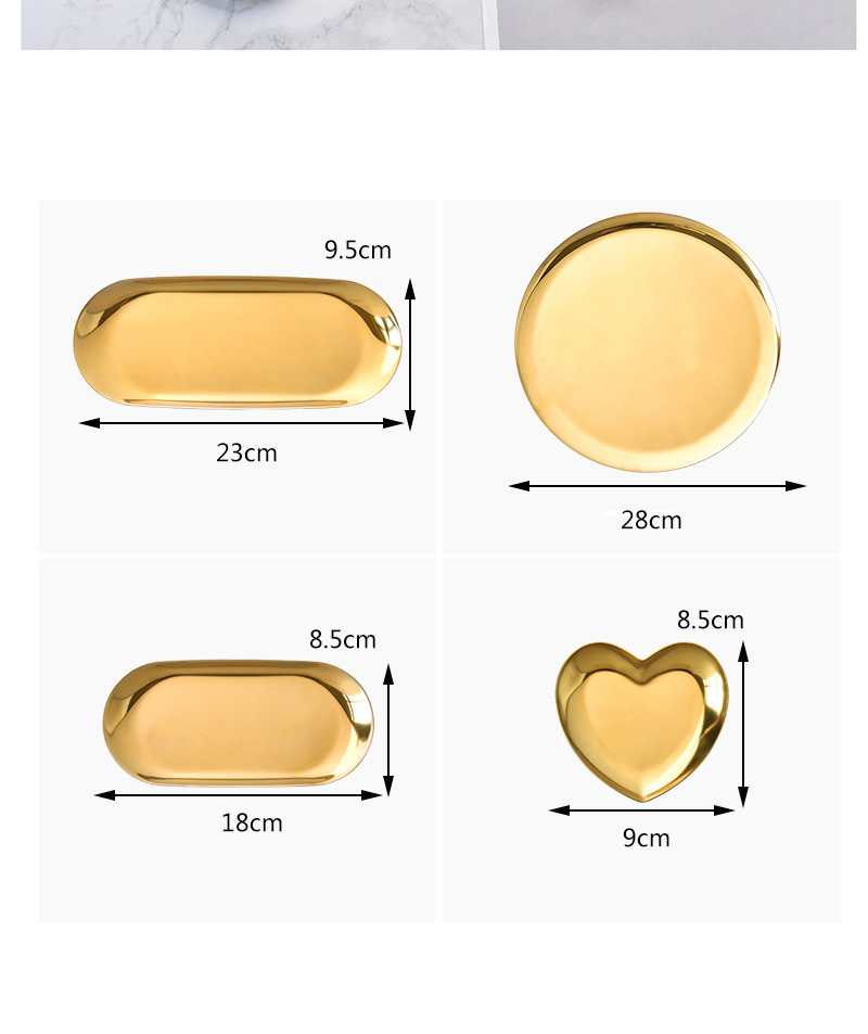 Luxury Gold Color Heart Shape Decorated Storage Tray,Household goods