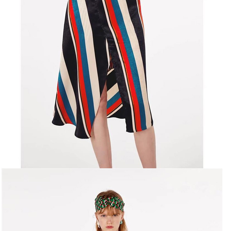 Fashion Multi-color Stripe Shape Decorated Dress,Skirts