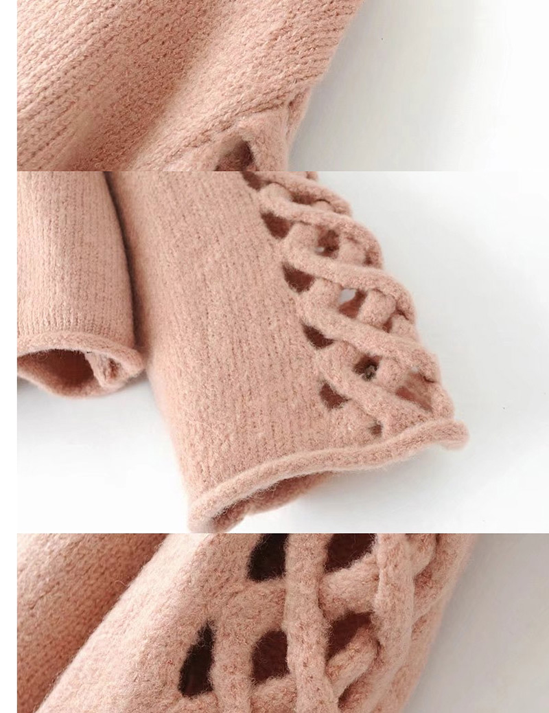 Fashion Pink Hollow-out Shape Decorated Sweater,Sweater