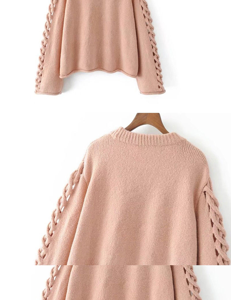 Fashion Pink Hollow-out Shape Decorated Sweater,Sweater