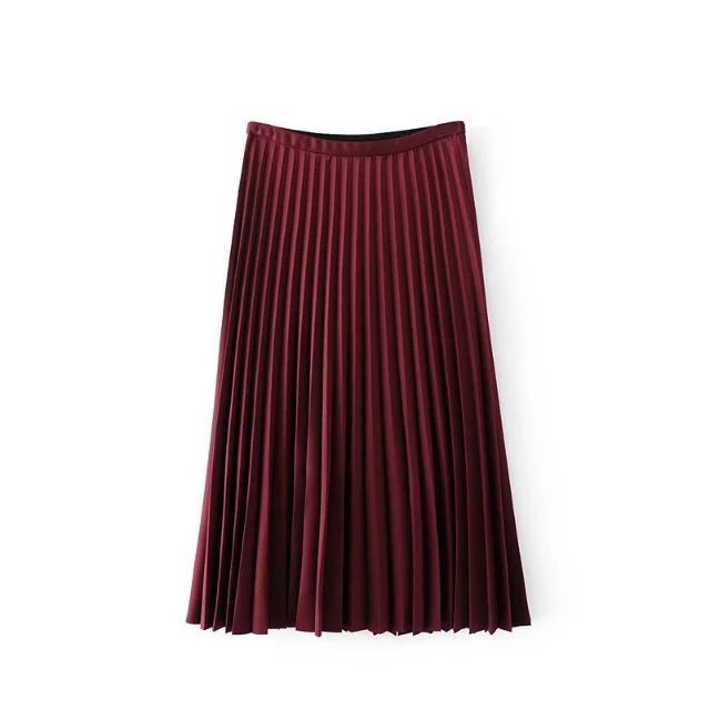 Fashion Claret-red Pure Color Decorated Dress,Skirts
