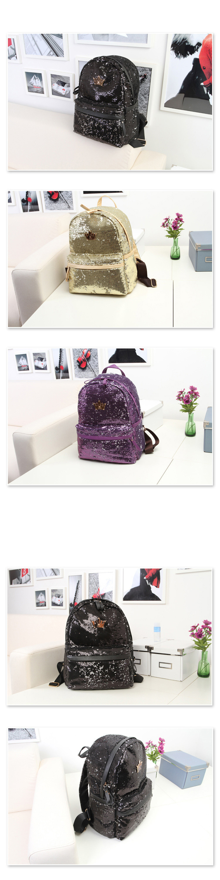 Fashion Pink Crown Shape Decorated Backpack,Backpack