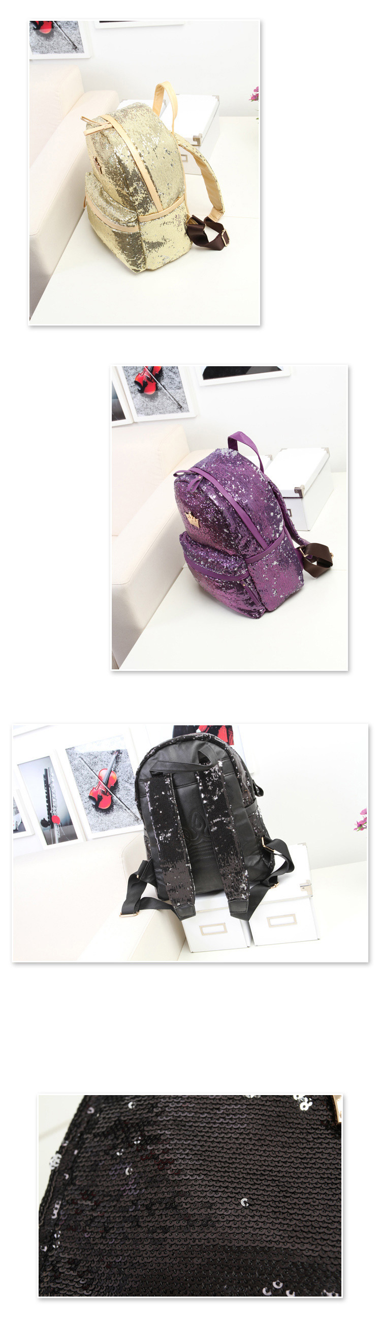 Fashion Purple Crown Shape Decorated Backpack,Backpack