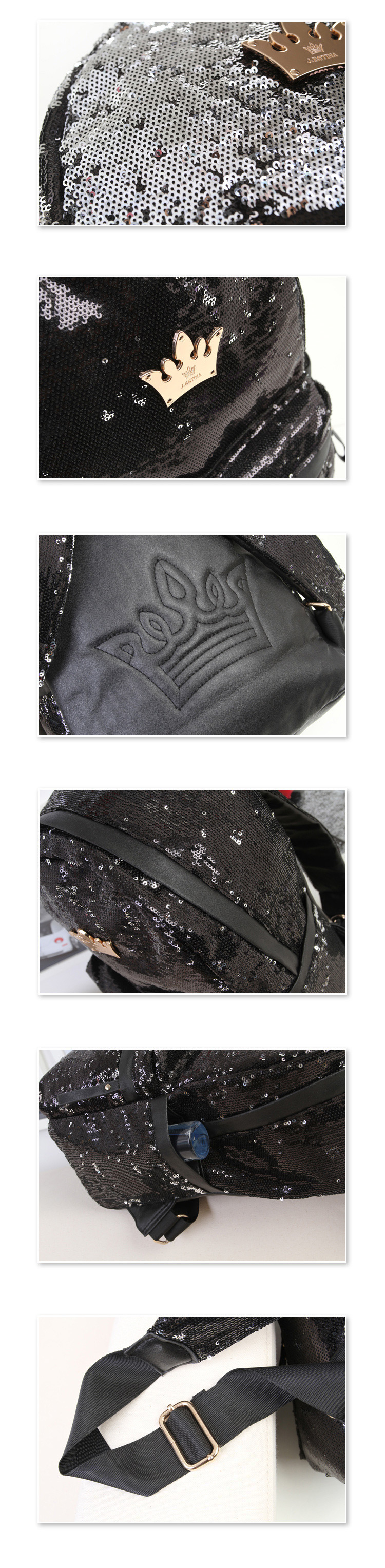 Fashion Black Crown Shape Decorated Backpack,Backpack