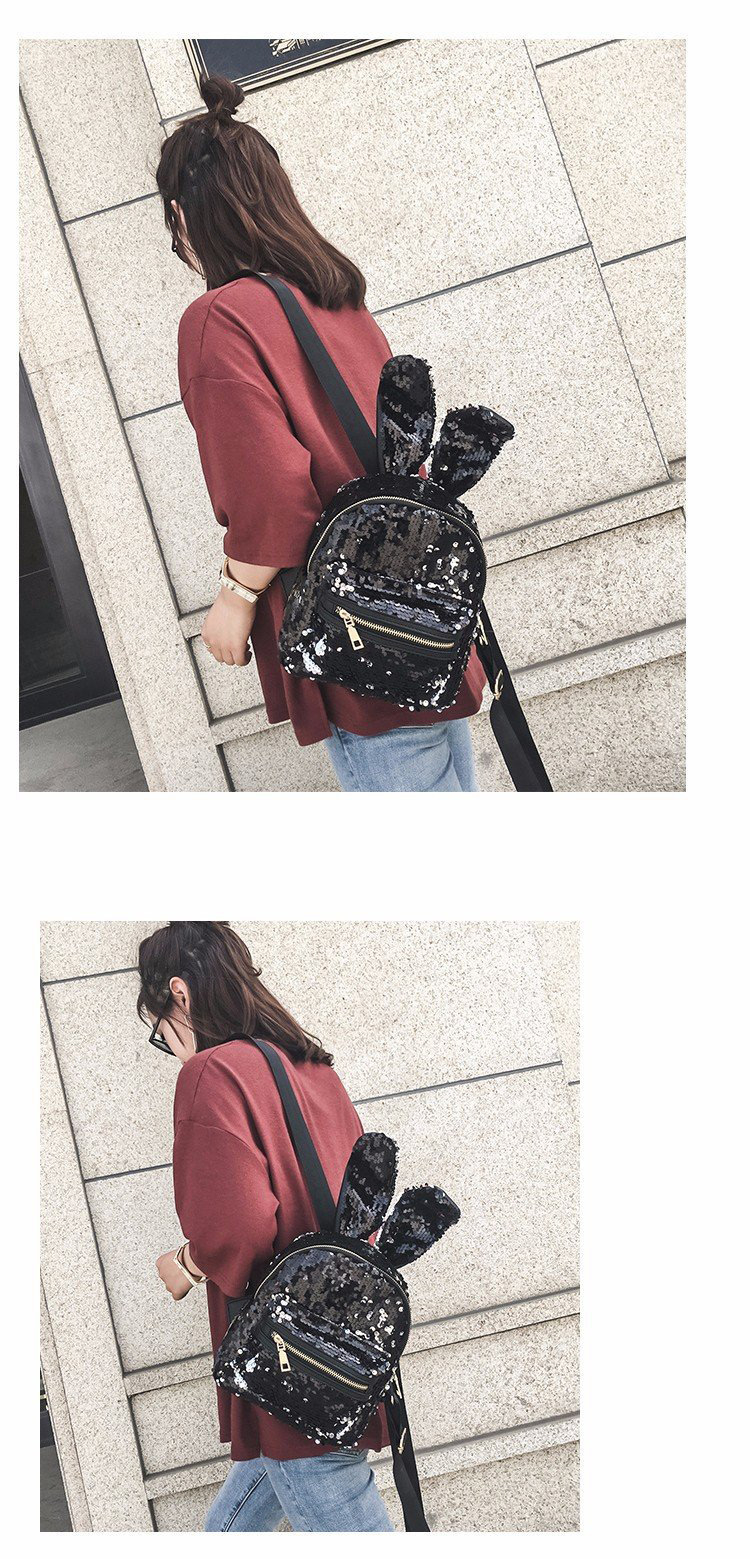 Lovely Black+plum-red Rabbit Ears Shape Decorated Backpack,Backpack