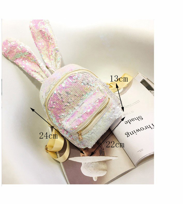 Lovely Silver Color Rabbit Ears Shape Decorated Backpack,Backpack