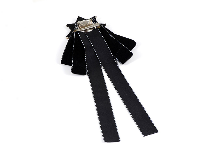 Fashion Black Geometric Shape Decorated Bowknot Brooch,Korean Brooches