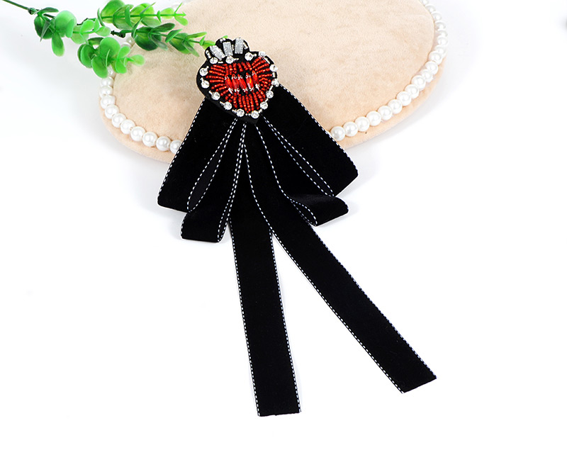 Fashion Black Heart Shape Decorated Bowknot Brooch,Korean Brooches