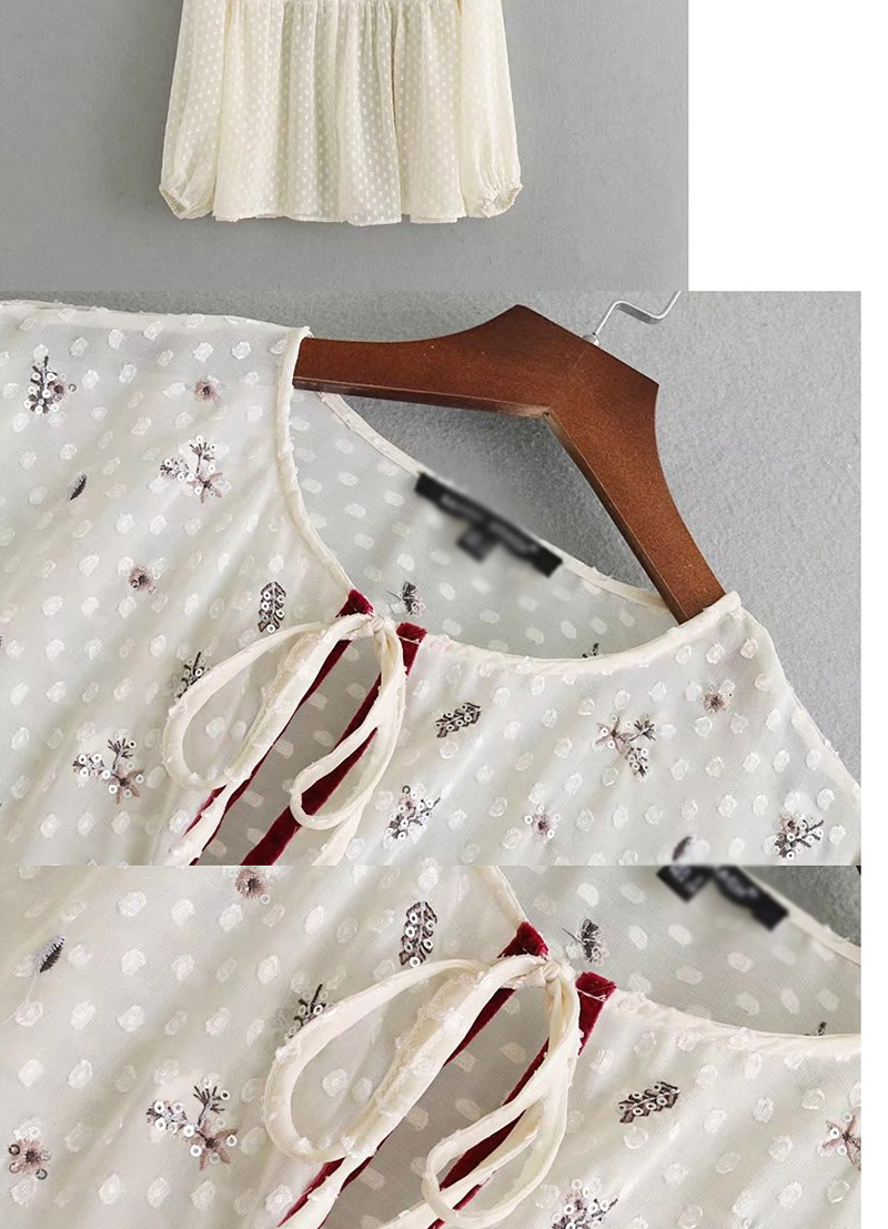 Fashion White Embroidery Flower Shape Decorated Blouse,Sunscreen Shirts