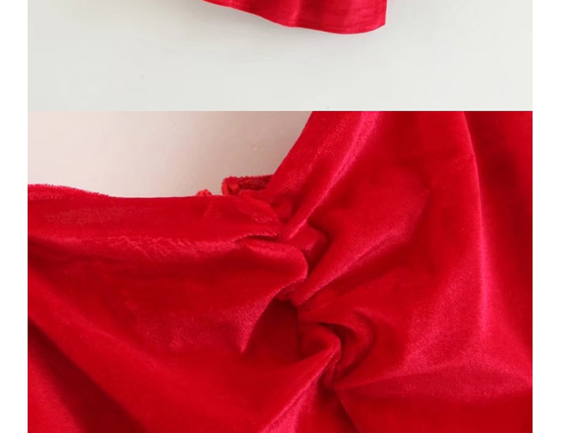 Elegant Red Off-the-shoulder Decorated Vest,Others