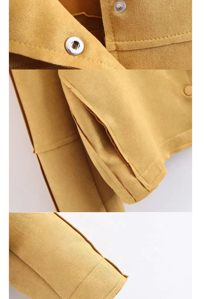 Fashion Yellow Pure Color Decorated Blouse,Coat-Jacket