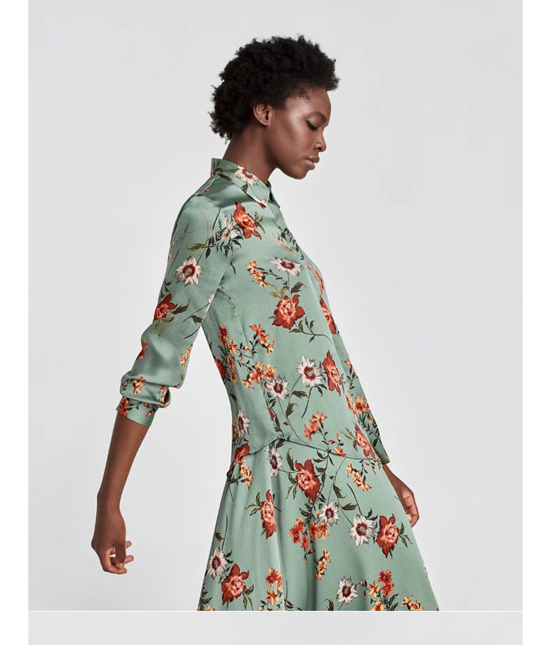 Fashion Green Flower Shape Decorated Dress,Coat-Jacket