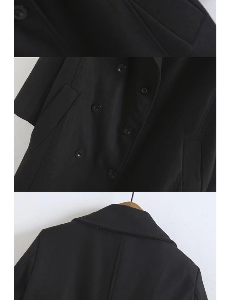 Fashion Balck Pure Color Decorated Coat,Coat-Jacket