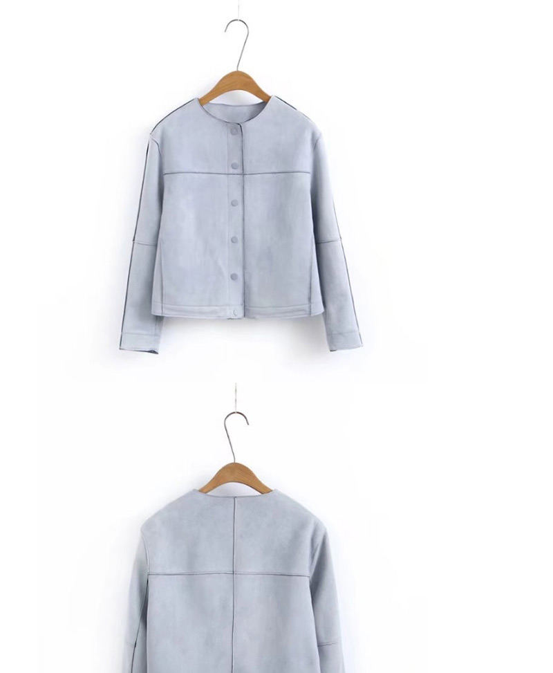 Fashion Gray Pure Color Decorated Blouse,Coat-Jacket