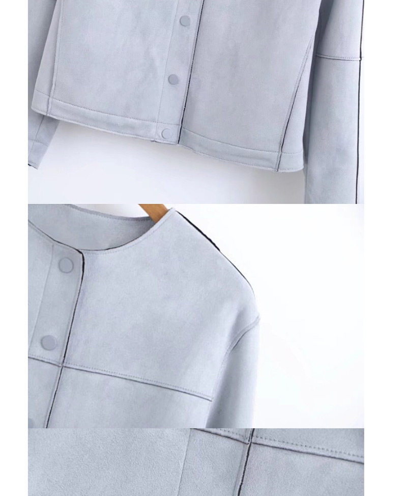 Fashion Gray Pure Color Decorated Blouse,Coat-Jacket