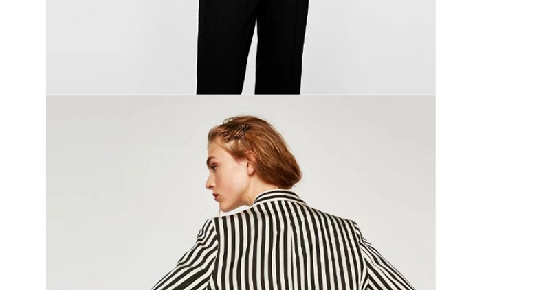Fashion Black+white Strip Shape Decorated Coat,Coat-Jacket