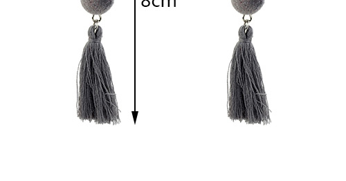 Bohemia Black Fuzzy Ball Decorated Tassel Earrings,Drop Earrings