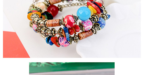 Vintage Orange Beads Decorated Multi-layer Bracelet,Fashion Bracelets