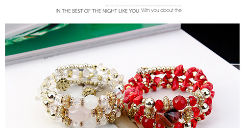 Vintage Red Beads Decorated Multi-layer Bracelet,Fashion Bracelets