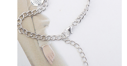 Bohemia Silver Color Coin Shape Decorated Long Necklace,Pendants