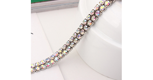 Elegant Silver Color Diamond Decorated Necklace,Chokers