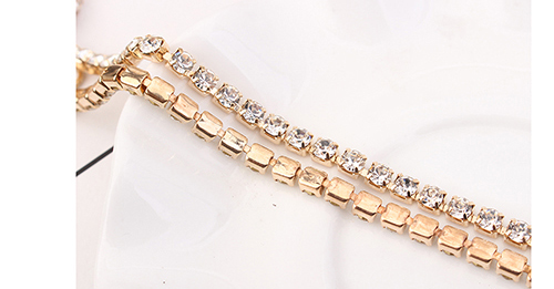 Elegant Gold Color Diamond Decorated Necklace,Chokers