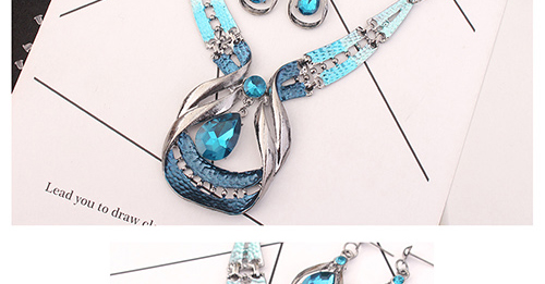 Elegant Blue Waterdrop Shape Decorated Jewelry Sets,Jewelry Sets