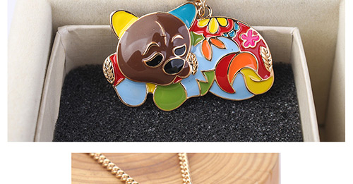 Fashion Red+brown+yellow Dog Shape Decorated Necklace,Pendants