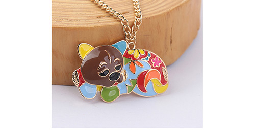 Fashion Red+brown+yellow Dog Shape Decorated Necklace,Pendants