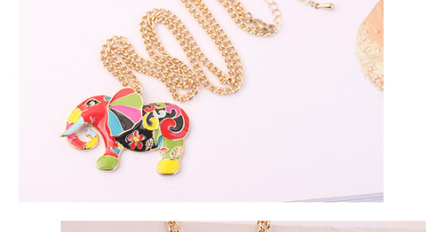 Fashion Multi-color Elephant Shape Decorated Necklace,Pendants