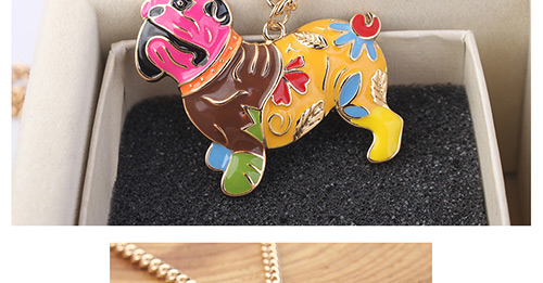 Fashion Multi-color Pug Shape Decorated Necklace,Pendants