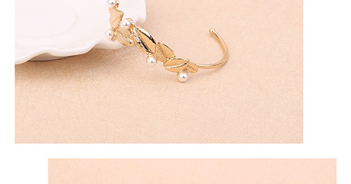Sweet Rose Gold Leaf&pearls Decorated Opening Bracelet,Fashion Bangles