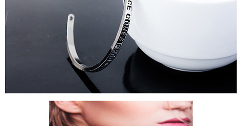 Elegant Silver Color Letter Pattern Decorated Pure Color Bracelet,Fashion Bangles