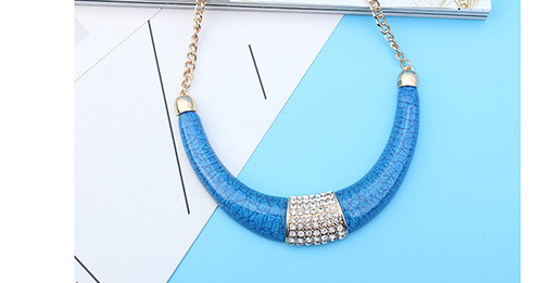 Vintage Dark Blue Crescent Moon Shape Design Necklace,Pendants