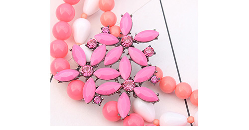 Fashion Plum Red Flower Decorated Multi-layer Necklace,Multi Strand Necklaces
