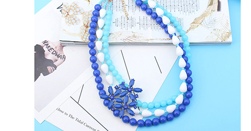 Fashion Blue Flower Decorated Multi-layer Necklace,Bib Necklaces