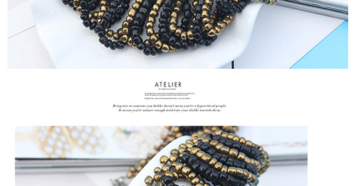 Fashion Black Beads Decorated Multi-layer Necklace,Bib Necklaces