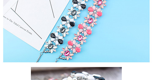 Fashion Black Oval Shape Diamond Decorated Necklace,Chokers