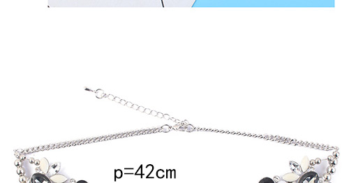 Fashion Black Oval Shape Diamond Decorated Necklace,Chokers