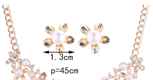 Fashion Gold Color Pearls&diamond Decorated Hollow Out Jewelry Sets,Jewelry Sets