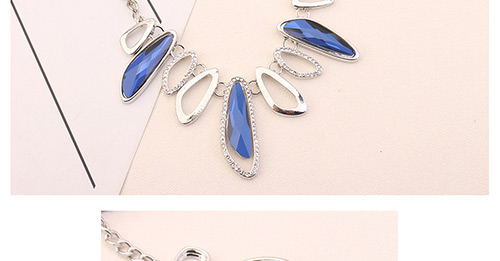 Elegant Blue Geometric Shape Design Simple Necklace,Bib Necklaces